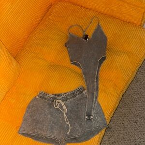 Women's 2 Piece Gray Shorts Set